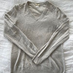 JCrew Grey 100% Cashmere V-Neck Sweater